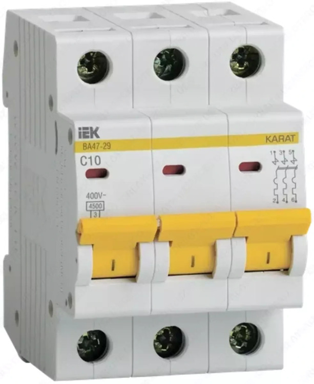 KARAT Автоматический выключатель ВА47-29 3P D 25А 4.5кА IEK